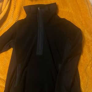 Long Lululemon High Collar Quarter Zip Sweatshirt Black